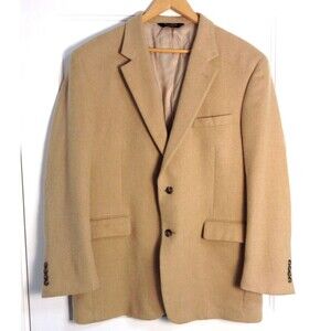 Vtg Jos. A. Bank Blazer Mn 44R Tan 100% Camel Hair Jacket Sport Coat Suit Preppy